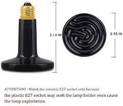 If possible transfer the green 'sock' from old bulb to the new one; Ceramic Heat Emitter Reptile Heat Lamp 25 Watt Lizard Heat Lamp Bulb No Light Emitting Brooder Coop Heater 1pack Black Buy Online At Best Price In Uae Amazon Ae