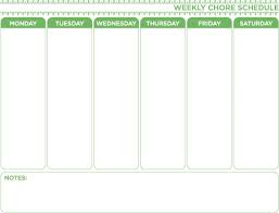 weekly chore chart template free download home