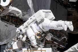 Astronaut Christina Koch Works In The Vacuum Of Space Nasa Astronauts Nasa Pictures Nasa Images