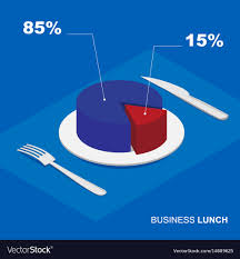Isometric 3d Pie Chart On Plate Business Lunch