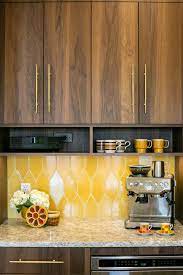Sunny Picket Backsplash Yellow Kitchen Tiles Kitchen Interior Home Kitchens