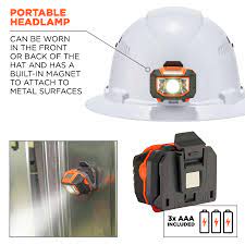 Class C Full Brim Hard Hat Led Light With Ratchet Suspension Ergodyne
