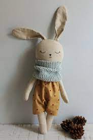 Big Bunny Doll Made With Organic Cotton And Linen Fabrics Bunny Doll Sewing Dolls Fabric Crafts