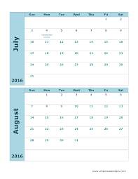 July August 2016 Calendar 2016 July Calendar With Holidays August Calendar Calendar Printables July Calendar