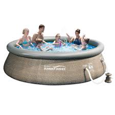 Amazon Com Summer Waves 12 X 36 Quick Set Ring Above Ground Pool With Pump Grey Wicker Garden Outdoor Inflatable Pool Summer Waves Pool