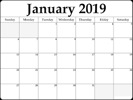 Free Download January 2019 Calendar Printable Printable Blank Calendar Calendar Word Editable Calendar
