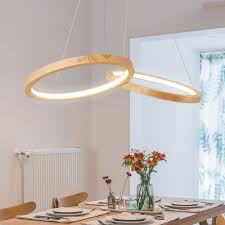Wood Two Ring Hanging Light Dining Table Modern Stylish Beige Chandelier In Neutral Takeluckhome Com
