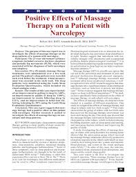 Pdf Positive Effects Of Massage Therapy On A Patient With Narcolepsy