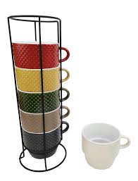 Brighten up your daily morning brew with this perky hued mug set with chrome plate steel stand. House 2 Home 6 Pc Coffee Mug Set With Stand Walmart Com Walmart Com