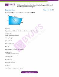 Opposite pairs of interior angles of an inscribed (cyclic) quadrilateral are supplementary. Rd Sharma Solutions Class 9 Chapter 15 Area Of Parallelograms And Triangles