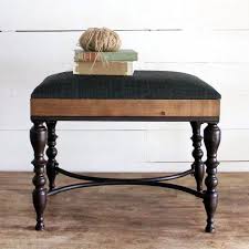 Rustic Fabric Top Foot Stool Antique Farmhouse Rustic Fabric Living Room Stools Footstool