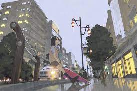 animated girl wallpaper umbrella rain city schoolgirl alone wallpaper anime scenery cityscape anime images