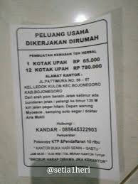 • terdpt > 20 mcm metode kerja yg bs anda pilih. Lowongan Kerja Sampingan Di Rumah