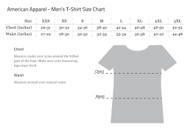 American Apparel Mens T Shirt Size Chart Dreamworks