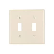 Leviton 2 Gang Toggle Wall Plate Light Almond R56 78009 00t The Home Depot Plates On Wall Leviton Electrical Box Cover