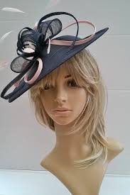 Navy & Candy Pink Fascinator..stunning Shaped Sinamay Fascinator Hat