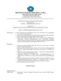 Contoh sk perangkat desa citasuk kec. Sk Hatinya Pkk