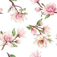 Watercolor Magnolia Floral Pattern Watercolor Magnolia Floral Vector Pattern Magnolia Flower