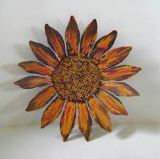 Sculptured Metal Yard Art Metal Sunflower Wall Hanging Hand Painted Sunflower Shabby Chic Whim Sunflower Wall Art Contemporary Metal Wall Art Metal Flowers