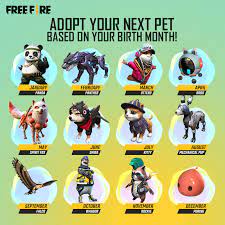 Free fire is the ultimate survival shooter game available on mobile. Garena Free Fire The Newest Pet Rockie Has Created A Special Calendar For Us Your Birth Month Shows You Which Pet You Should Get Next Or Bring Into The Game