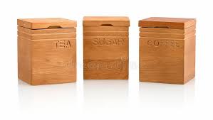 Recipients D Entreposage En Bois De The De Cafe Et De Sucre D Acacia Naturel D Elements De Metier De Cuisine D Isolement Sur Le Photo Stock Image Du Acacia Elements 119709870