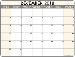December 2018 Landscape Format Blank Calendar Printable Blank Calendar Blank Calendar Blank Calendar Template