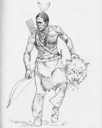 Wolf Hunter Drawing Doodle Art Pencildrawing Pencil Sketch Sketchbook Indian Nativeamerican Pencil Drawings Native American Drawing Hunting Drawings