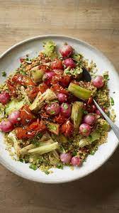 Spiced Bulgur Wheat With Roast Vegetables Recipe Recipe Roasted Vegetable Recipes Vegetable Recipes Recipes