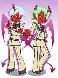 Scanty was supposed to have short hair (and at one point long pointy hair), while kneesocks originally had two horns like her sister. Panty And Stocking With Garterbelt Image 363325 Zerochan Anime Image Board