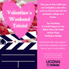 1989 was a year of fun, fashion, and extreme culture. Uconn Senior Seniors Here S Some Valentine S Weekend Trivia Fun The Cast Of This 1989 Rom Com Included A Star Who Went To Uconn But Did Not Graduate College As A Husky
