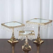 Set Of 3 Gold Square Metal Cake Stand With Mirror Top In 2020 Square Metal Cake Stand Metal Cake Stand Mirror Tops