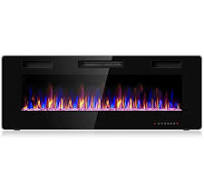 Costway 50" Electric Fireplace Recessed Ultra Thin Wall Mounted Heater  Multicolor Flame