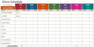 Weekly Chore Calendar Template Exceltemplate Regarding
