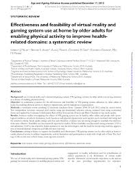 Viri is short for virtual reality immersion; Pdf Effectiveness And Feasibility Of Virtual Reality And Gaming System Use At Home By Older Adults For Enabling Physical Activity To Improve Health Related Domains A Systematic Review