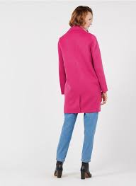 Wool Blend Coat With Tailored Collar Fuchsia Zapa Women Place Des Tendances
