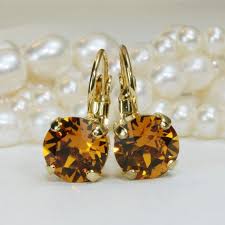 Topaz Gold Earrings Yellow Topaz Drop Crystal Earrings Yellow Topaz Single Stone Earrings Topaz Swarovs Swarovski Crystal Earrings Topaz Earrings Topaz Wedding