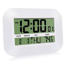 Westclox digital lcd alarm clock with day date and indoor temperature. Heqiao Silent Desk Clocks 12 Inch Digital Wall Clock Battery Operated Simple Large Lcd Alarm Clock W Temperature Calendar Date Day For Home Office Ivory White Buy Online In Belize At Belize Desertcart Com