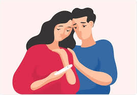 Illustration of a couple during fertility evaluation and infertility care