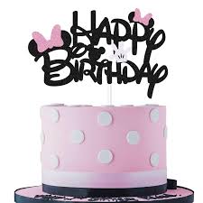 At cakeclicks.com find thousands of cakes categorized into thousands of categories. Black Glitter Minnie Inspired Happy Birthday Cake Topper With Pink Bows And White Gloves Girls Birthday Party Decorations Supplies Double Sided Amazon Com Grocery Gourmet Food