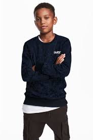 Sweatshirt With Printed Design Dark Blue Kids H M Us Black Kids Fashion Boys Fall Outfits Cute Kids Fashion