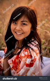 Pretty Asian Girl Pink Dress Gold Stock Photo 1490277086