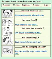 Latihan kata tanya + kata seru + 华语解释. Ficha De Kata Tanya