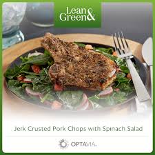 Boneless center cut pork chops also require minimal seasoning and they cook up read more: Optavia Try This New Lean Green Meal Jerk Crusted Facebook