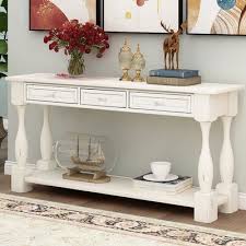 Rosalind Wheeler Chambless 64 2 Solid Wood Console Table Wayfair In 2020 Sofa Table With Storage White Sofa Table White Console Table