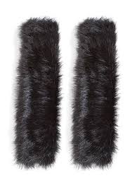 By sea or by air. Women S Black Fox Faux Fur Seat Belt Covers Set Of 2