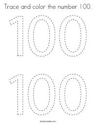 Pdf 100 unique line art images by artist alena lazareva. Trace And Color The Number 100 Coloring Page Twisty Noodle