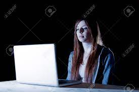 Young Attractive Teen Girl Suffering Cyberbullying Or Exposed To Cyber  Bullying And Internet Harassment Feeling Sad Depressed And Vulnerable In  Internet Stalker Danger And Abuse Problem Stock Photo, Picture and Royalty  Free