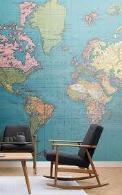 Tidal Current Vintage World Map Wallpaper Mural Hovia Uk World Map Wall Decal Map Wall Mural Map Murals