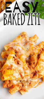 Easy Baked Ziti Is An Easy Weeknight Meal Tender Ziti Pasta With Ricotta And Mozzarella Cheese And Tomato Sauce S Baked Ziti Easy Baked Ziti Baked Ziti Recipe