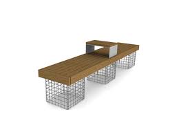 Covered cage basket gabion bench on patio. Elements Seat Bench Gabions Furnitubes